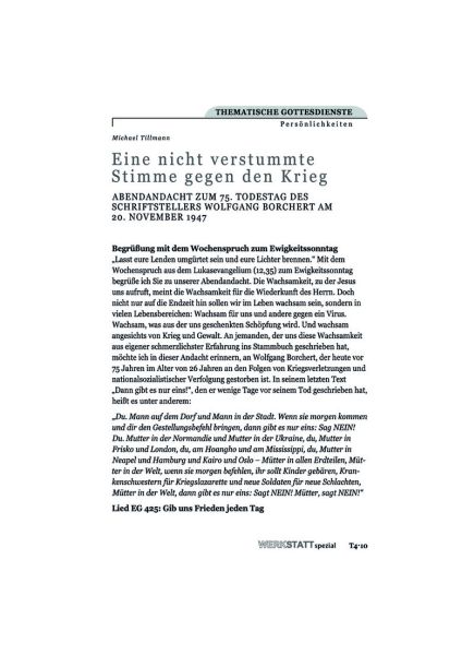 Eine nicht verstummte Stimme gegen den Krieg
