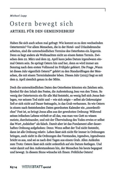 Ostern bewegt sich