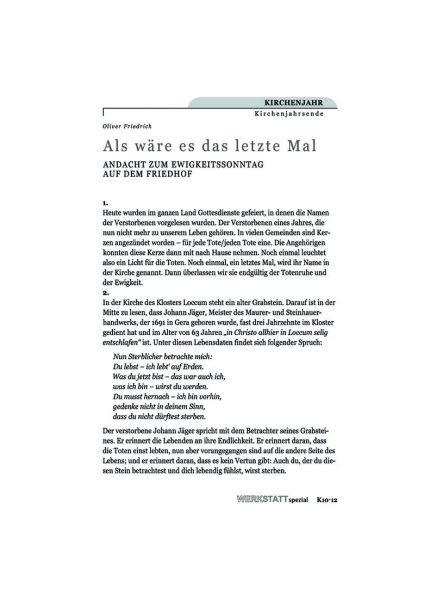 Als wäre es das letzte Mal