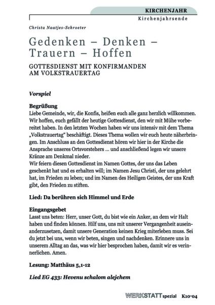 Gedenken - Denken - Trauern - Hoffen