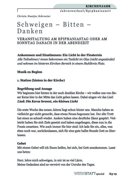 Schweigen - Bitten - Danken