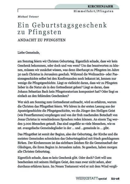 Ein Geburtstagsgeschenk zu Pfingsten