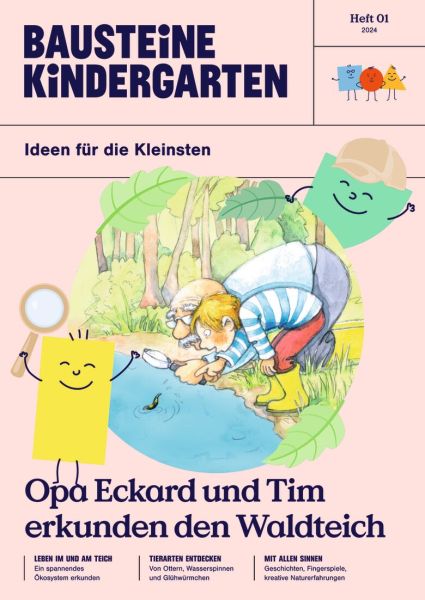 Opa Eckard und Tim erkunden den Waldteich