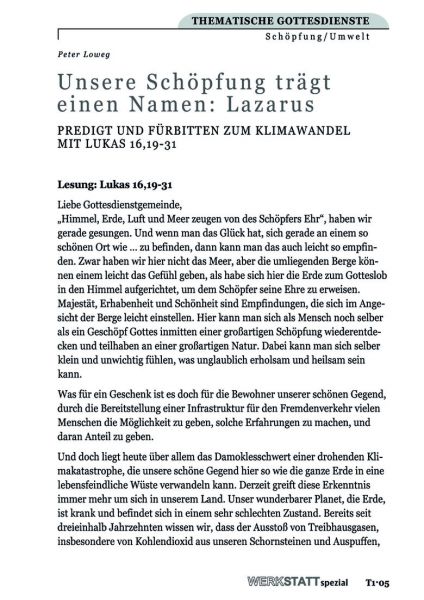 Unsere Schöpfung trägt einen Namen: Lazarus